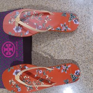 Tory Burch Floral Orange Sandals